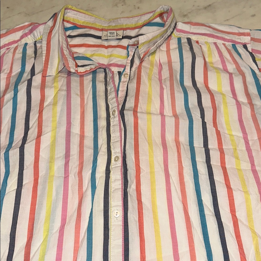 St. John's Bay Multicolor Striped Short-Sleeve Button-Down Shirt size XXL - Picture 2 of 6